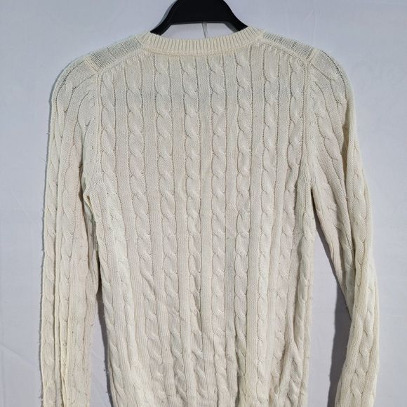 GAP Winter White Cable Knit Long Sleeve Pullover Teens Sweater  Womens  Size S - Picture 2 of 8